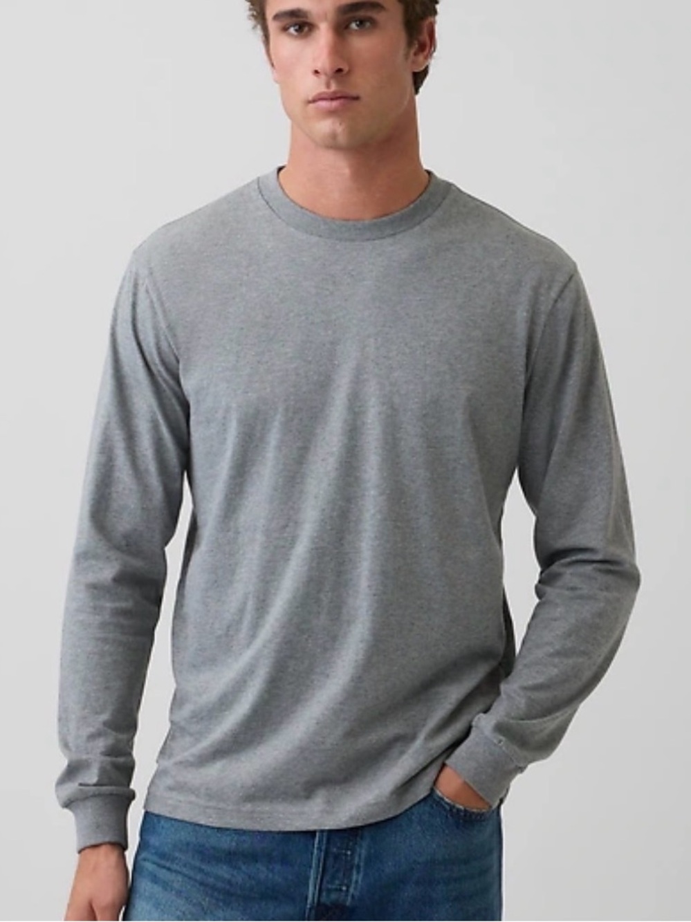 NWT Members Mark Men's Long Sleeve Crewneck Shirt - Gray